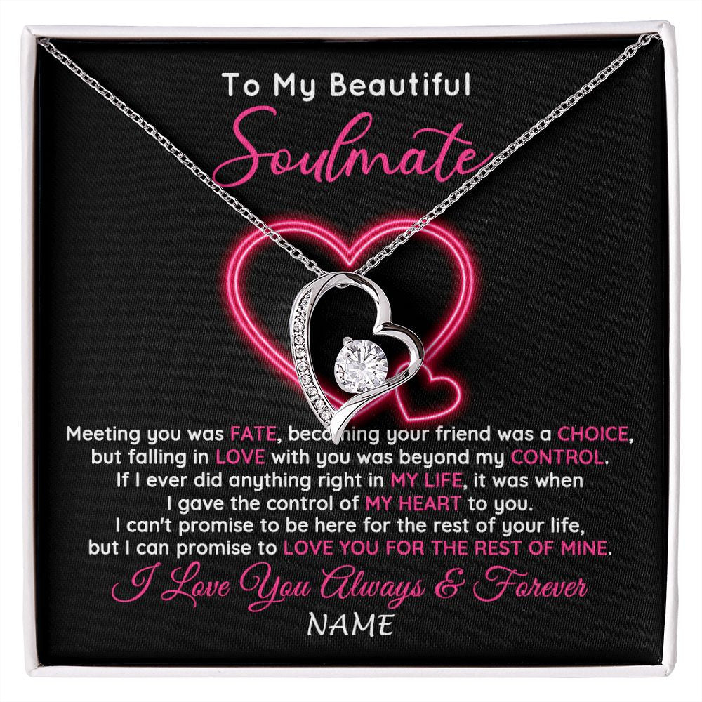 Forever Love Necklace | Personalized To My Beautiful Soulmate Necklace From Husband Falling In Love Wife Birthday Valentines Day Christmas Jewelry Customized Gift Box Message Card | siriusteestore