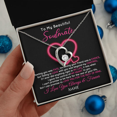 Forever Love Necklace | Personalized To My Beautiful Soulmate Necklace From Husband Falling In Love Wife Birthday Valentines Day Christmas Jewelry Customized Gift Box Message Card | siriusteestore
