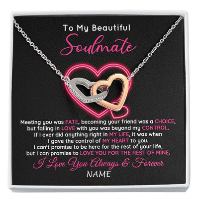 Interlocking Hearts Necklace | Personalized To My Beautiful Soulmate Necklace From Husband Falling In Love Wife Birthday Valentines Day Christmas Jewelry Customized Gift Box Message Card | siriusteestore