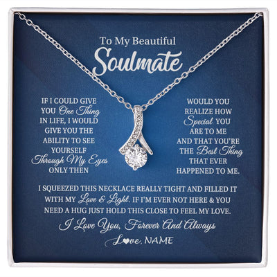 Alluring Beauty Necklace | Personalized To My Beautiful Soulmate Necklace From Husband Hold This Close My Love Future Wife Birthday Valentine Christmas Customized Gift Box Message Card | siriusteestore