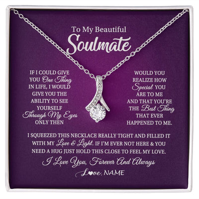 Alluring Beauty Necklace | Personalized To My Beautiful Soulmate Necklace From Husband I Love You Future Wife Birthday Valentines Day Christmas Customized Gift Box Message Card | siriusteestore