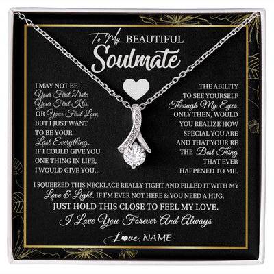 Alluring Beauty Necklace | Personalized To My Beautiful Soulmate Necklace From Husband I May Not Be Your First Day Wife Valentines Day Birthday Christmas Customized Gift Box Message Card | siriusteestore