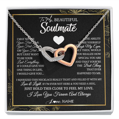 Interlocking Hearts Necklace | Personalized To My Beautiful Soulmate Necklace From Husband I May Not Be Your First Day Wife Valentines Day Birthday Christmas Customized Gift Box Message Card | siriusteestore
