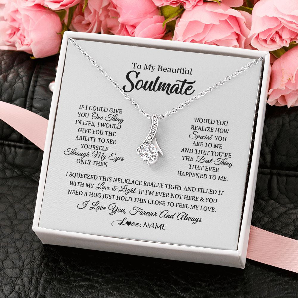 Alluring Beauty Necklace | Personalized To My Beautiful Soulmate Necklace From Husband If I Could Give You Future Wife Birthday Anniversary Christmas Customized Gift Box Message Card | siriusteestore