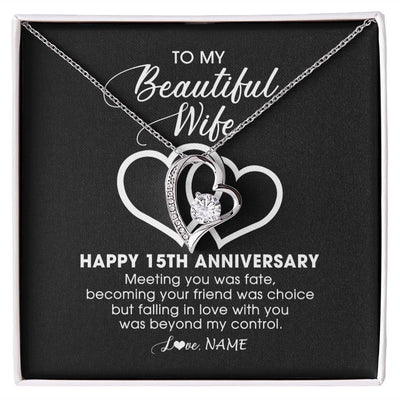 Forever Love Necklace | Personalized To My Beautiful Wife Necklace From Husband 15 Years Wedding Anniversary For Her Married 15th Anniversary For Her Customized Gift Box Message | siriusteestore