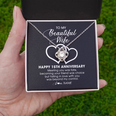 Love Knot Necklace | Personalized To My Beautiful Wife Necklace From Husband 15 Years Wedding Anniversary For Her Married 15th Anniversary For Her Customized Gift Box Message | siriusteestore