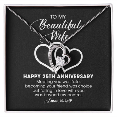 Forever Love Necklace | Personalized To My Beautiful Wife Necklace From Husband 25 Years Wedding Anniversary For Her Married 25th Anniversary For Her Customized Gift Box Message | siriusteestore