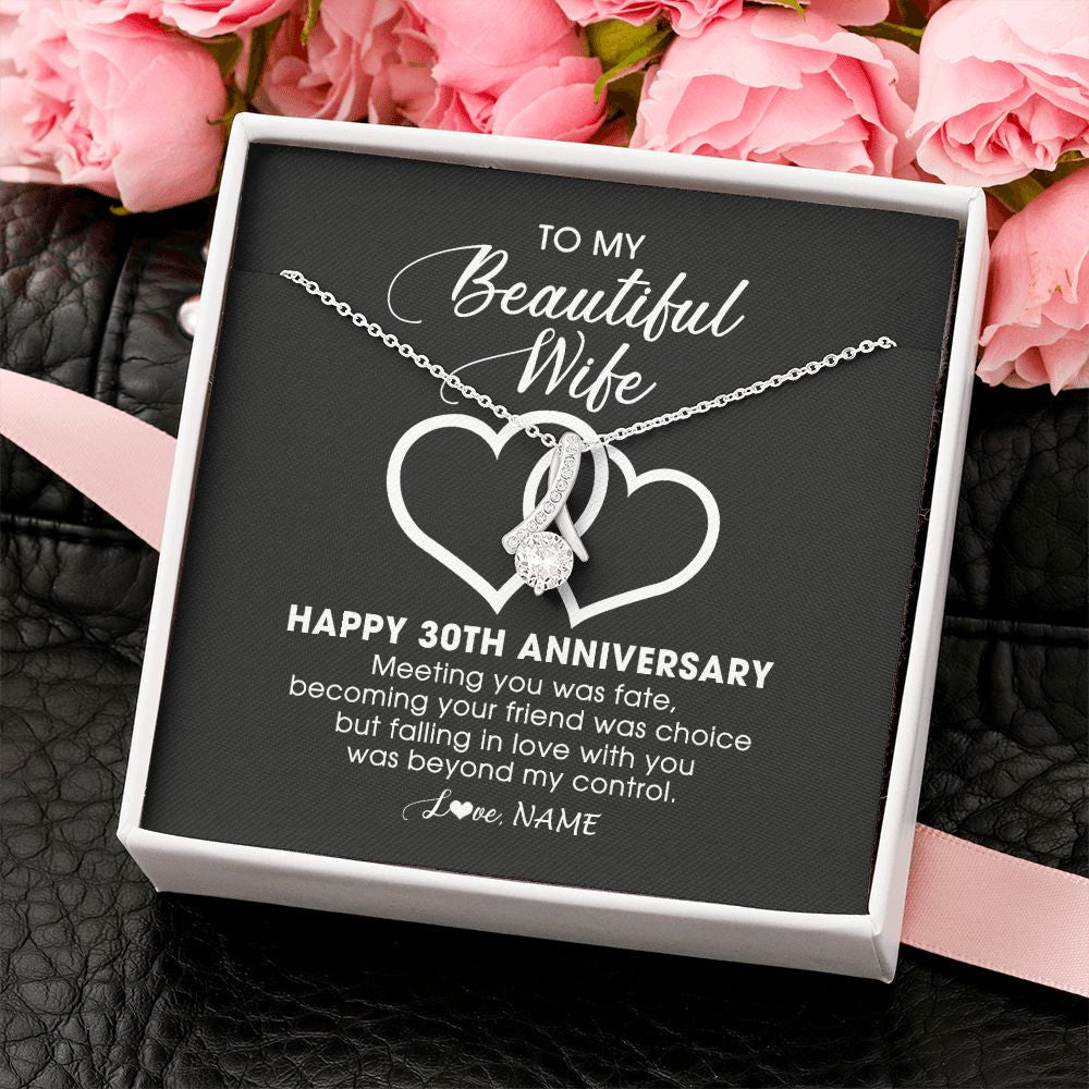 Alluring Beauty Necklace | Personalized To My Beautiful Wife Necklace From Husband 30 Years Wedding Anniversary For Her Married 30th Anniversary For Her Customized Gift Box Message | siriusteestore
