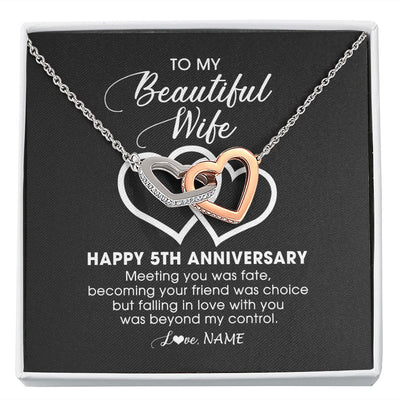 Interlocking Hearts Necklace | Personalized To My Beautiful Wife Necklace From Husband 5 Years Wedding Anniversary For Her Married 5th Anniversary For Her Customized Gift Box Message | siriusteestore