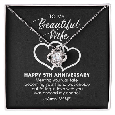 Love Knot Necklace | Personalized To My Beautiful Wife Necklace From Husband 5 Years Wedding Anniversary For Her Married 5th Anniversary For Her Customized Gift Box Message | siriusteestore