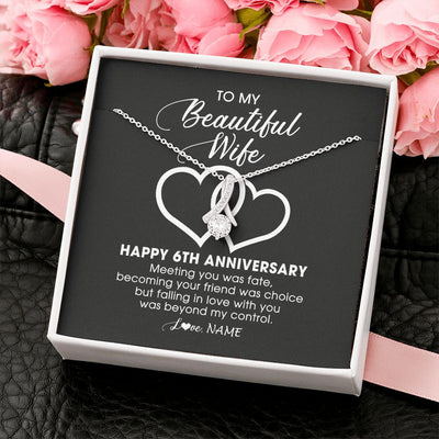 Alluring Beauty Necklace | Personalized To My Beautiful Wife Necklace From Husband 6 Years Wedding Anniversary For Her Married 6th Anniversary For Her Customized Gift Box Message | siriusteestore