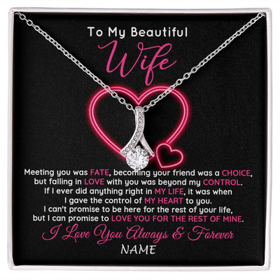 Alluring Beauty Necklace | Personalized To My Beautiful Wife Necklace From Husband Falling In Love Wife Birthday Anniversary Wedding Valentines Day Customized Gift Box Message Card | siriusteestore