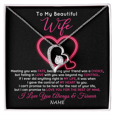 Forever Love Necklace | Personalized To My Beautiful Wife Necklace From Husband Falling In Love Wife Birthday Anniversary Wedding Valentines Day Customized Gift Box Message Card | siriusteestore
