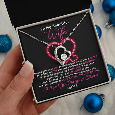 Forever Love Necklace | Personalized To My Beautiful Wife Necklace From Husband Falling In Love Wife Birthday Anniversary Wedding Valentines Day Customized Gift Box Message Card | siriusteestore