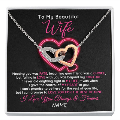 Interlocking Hearts Necklace | Personalized To My Beautiful Wife Necklace From Husband Falling In Love Wife Birthday Anniversary Wedding Valentines Day Customized Gift Box Message Card | siriusteestore
