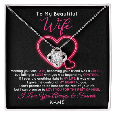 Love Knot Necklace | Personalized To My Beautiful Wife Necklace From Husband Falling In Love Wife Birthday Anniversary Wedding Valentines Day Customized Gift Box Message Card | siriusteestore