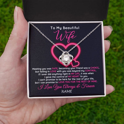 Love Knot Necklace | Personalized To My Beautiful Wife Necklace From Husband Falling In Love Wife Birthday Anniversary Wedding Valentines Day Customized Gift Box Message Card | siriusteestore