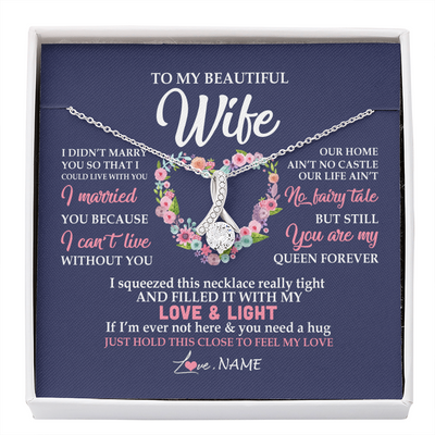 Alluring Beauty Necklace | Personalized To My Beautiful Wife Necklace From Husband Feel My Love Wife Birthday Anniversary Wedding Valentines Day Christmas Customized Message Card | siriusteestore