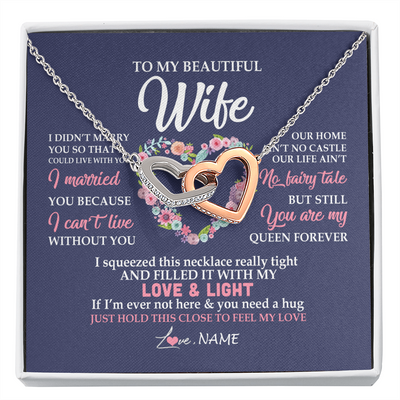 Interlocking Hearts Necklace | Personalized To My Beautiful Wife Necklace From Husband Feel My Love Wife Birthday Anniversary Wedding Valentines Day Christmas Customized Message Card | siriusteestore