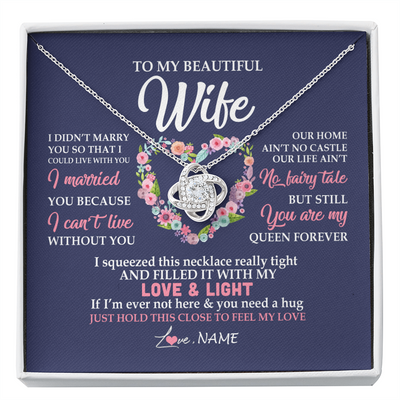 Love Knot Necklace | Personalized To My Beautiful Wife Necklace From Husband Feel My Love Wife Birthday Anniversary Wedding Valentines Day Christmas Customized Message Card | siriusteestore
