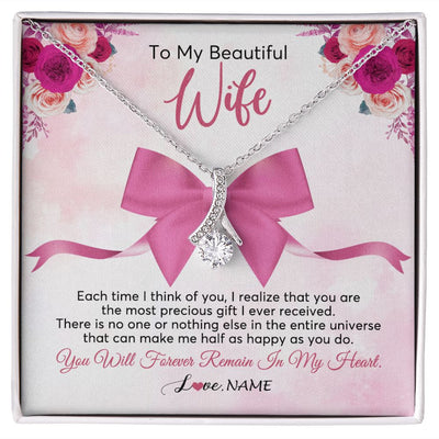 Alluring Beauty Necklace | Personalized To My Beautiful Wife Necklace From Husband Forever In My Heart Wife Birthday Anniversary Wedding Valentines Day Customized Gift Box Message Card | siriusteestore