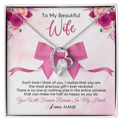 Forever Love Necklace | Personalized To My Beautiful Wife Necklace From Husband Forever In My Heart Wife Birthday Anniversary Wedding Valentines Day Customized Gift Box Message Card | siriusteestore
