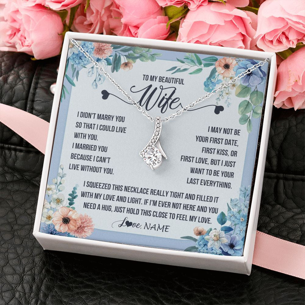 Alluring Beauty Necklace | Personalized To My Beautiful Wife Necklace From Husband I Didn't Marry You Hot Wife Birthday Anniversary Wedding Day Christmas Customized Gift Box Message Card | siriusteestore