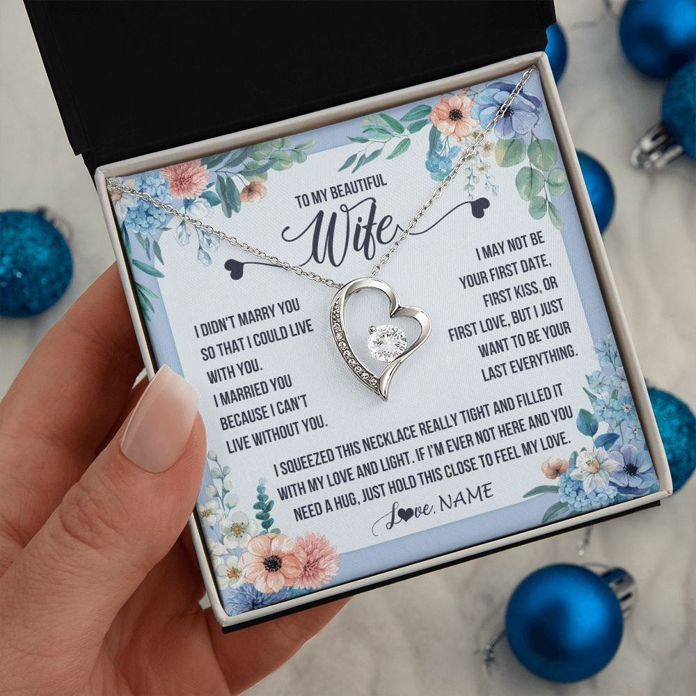 Forever Love Necklace | Personalized To My Beautiful Wife Necklace From Husband I Didn't Marry You Hot Wife Birthday Anniversary Wedding Day Christmas Customized Gift Box Message Card | siriusteestore