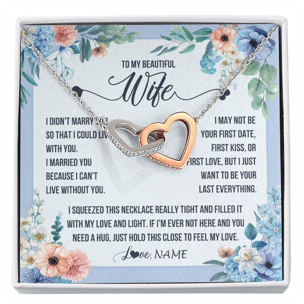 Interlocking Hearts Necklace | Personalized To My Beautiful Wife Necklace From Husband I Didn't Marry You Hot Wife Birthday Anniversary Wedding Day Christmas Customized Gift Box Message Card | siriusteestore