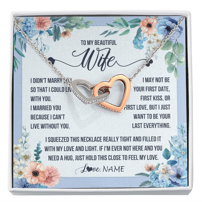 Interlocking Hearts Necklace | Personalized To My Beautiful Wife Necklace From Husband I Didn't Marry You Hot Wife Birthday Anniversary Wedding Day Christmas Customized Gift Box Message Card | siriusteestore