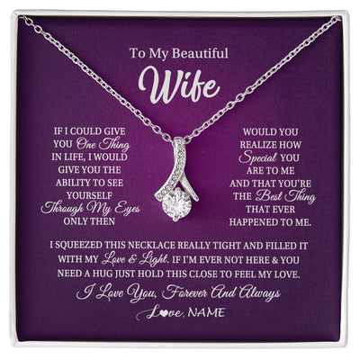 Alluring Beauty Necklace | Personalized To My Beautiful Wife Necklace From Husband I Love You Wife Birthday Anniversary Valentines Day Christmas Jewelry Customized Gift Box Message Card | siriusteestore