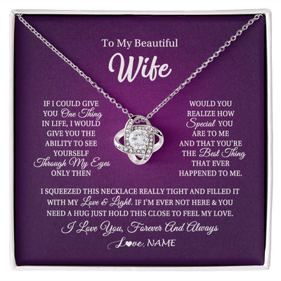 Love Knot Necklace | Personalized To My Beautiful Wife Necklace From Husband I Love You Wife Birthday Anniversary Valentines Day Christmas Jewelry Customized Gift Box Message Card | siriusteestore