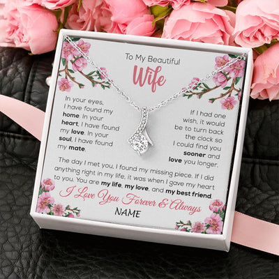 Alluring Beauty Necklace | Personalized To My Beautiful Wife Necklace From Husband Love You Longer Wife Birthday Anniversary Wedding Valentines Day Customized Gift Box Message Card | siriusteestore