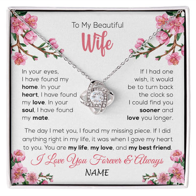 Love Knot Necklace | Personalized To My Beautiful Wife Necklace From Husband Love You Longer Wife Birthday Anniversary Wedding Valentines Day Customized Gift Box Message Card | siriusteestore