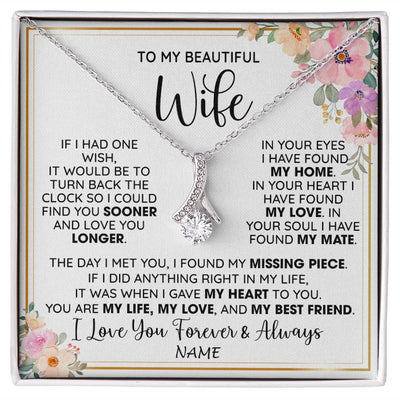 Alluring Beauty Necklace | Personalized To My Beautiful Wife Necklace From Husband My Life My Love Wife Birthday Anniversary Valentines Day Christmas Customized Gift Box Message Card | siriusteestore