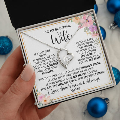 Forever Love Necklace | Personalized To My Beautiful Wife Necklace From Husband My Life My Love Wife Birthday Anniversary Valentines Day Christmas Customized Gift Box Message Card | siriusteestore