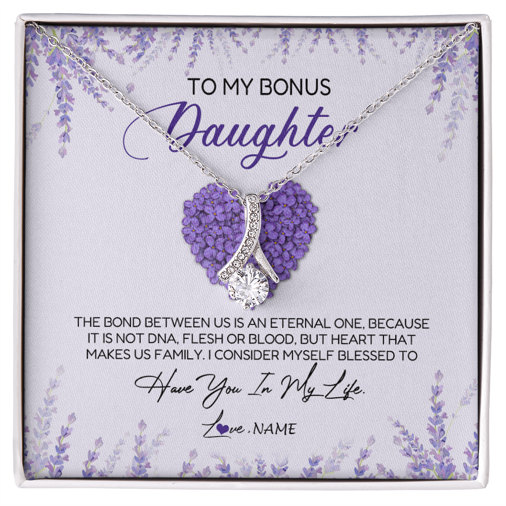 Alluring Beauty Necklace | Personalized To My Bonus Daughter Necklace The Bond Between Us Is An Eternal Future Step Daughter Jewelry Birthday Christmas Customized Gift Box Message Card | siriusteestore