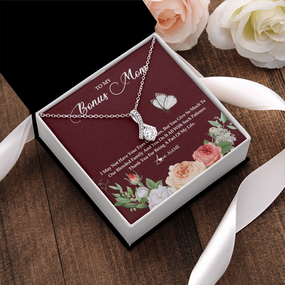 Alluring Beauty Necklace | Personalized To My Bonus Mom Necklace Thank You For Being A Part Of My Life Mother In Law Stepmom Jewelry Birthday Mothers Day Customized Gift Box Message Card | siriusteestore