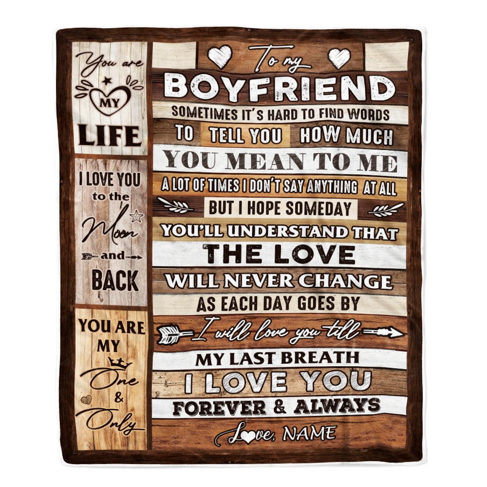 Personalized To My Boyfriend Blanket From Girlfriend Wood You Meaning To Me Love You Boyfriend Anniversary Valentines Day For Her Christmas Fleece Blanket | siriusteestore