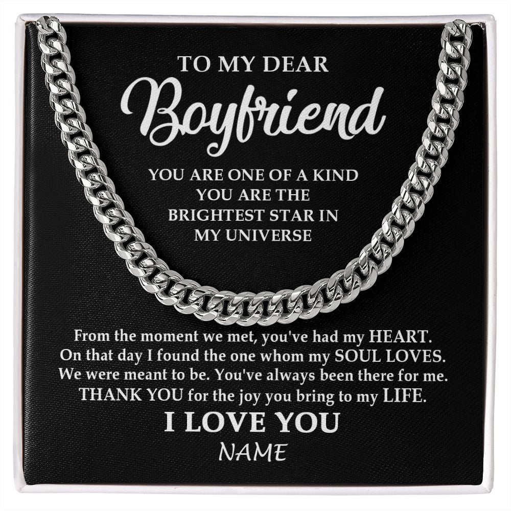 Cuban Link Chain Necklace | Personalized To My Boyfriend Necklace From Girlfriend You Are One Of A Kind Boyfriend Birthday Valentines Day Christmas Customized Gift Box Message Card | siriusteestore