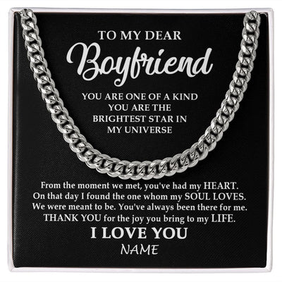 Cuban Link Chain Necklace | Personalized To My Boyfriend Necklace From Girlfriend You Are One Of A Kind Boyfriend Birthday Valentines Day Christmas Customized Gift Box Message Card | siriusteestore