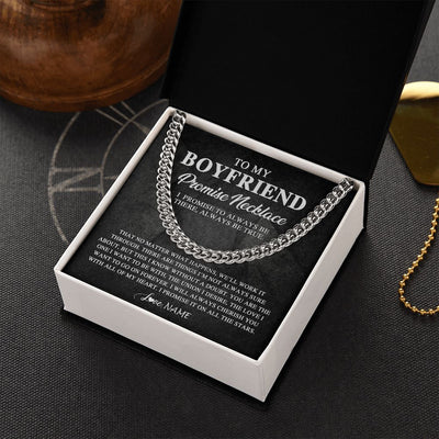 Cuban Link Chain Necklace | Personalized To My Boyfriend Promise Necklace From Girlfriend Always Be There Boyfriend Birthday Valentines Day Christmas Customized Gift Box Message Card | siriusteestore