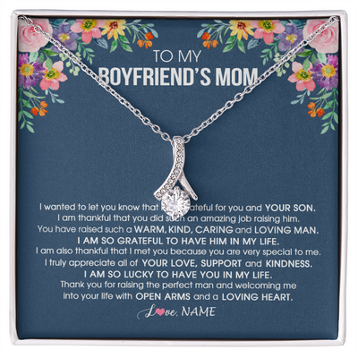 Alluring Beauty Necklace | Personalized To My Boyfriend's Mom Necklace I am Grateful For You And Your Son Boyfriend's Mom Mother's Day Birthday Jewelry Customized Gift Box Message Card | siriusteestore