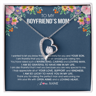 Forever Love Necklace | Personalized To My Boyfriend's Mom Necklace I am Grateful For You And Your Son Boyfriend's Mom Mother's Day Birthday Jewelry Customized Gift Box Message Card | siriusteestore