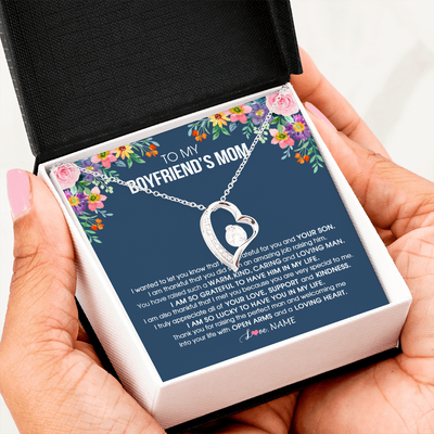 Forever Love Necklace | Personalized To My Boyfriend's Mom Necklace I am Grateful For You And Your Son Boyfriend's Mom Mother's Day Birthday Jewelry Customized Gift Box Message Card | siriusteestore