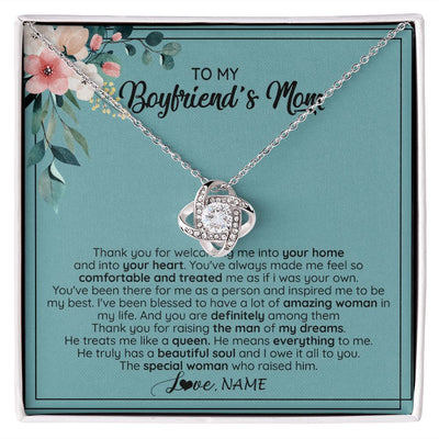 Love Knot Necklace | Personalized To My Boyfriend's Mom Necklace Thank You For Creating My Best Friend Jewelry Birthday Anniversary Wedding Day Christmas Customized Message Card | siriusteestore