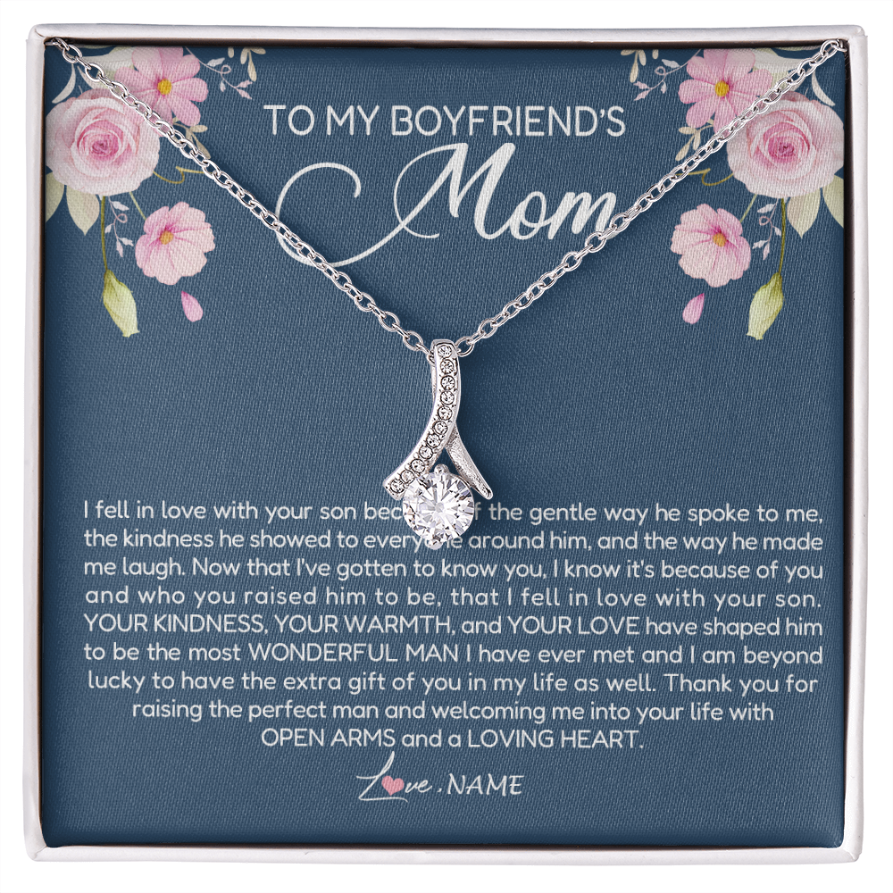 Alluring Beauty Necklace | Personalized To My Boyfriend's Mom Necklace Thank You For Raising The Perfect Man Boyfriend's Mom Mother's Day Pendant Jewelry Customized Gift Box Message Card | siriusteestore