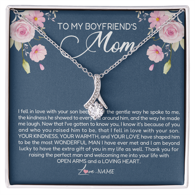 Alluring Beauty Necklace | Personalized To My Boyfriend's Mom Necklace Thank You For Raising The Perfect Man Boyfriend's Mom Mother's Day Pendant Jewelry Customized Gift Box Message Card | siriusteestore