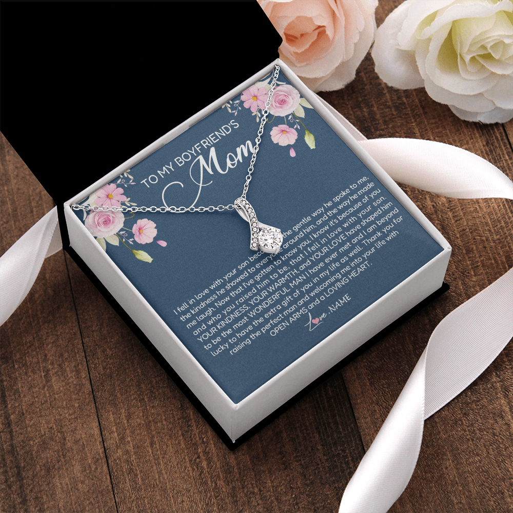Alluring Beauty Necklace | Personalized To My Boyfriend's Mom Necklace Thank You For Raising The Perfect Man Boyfriend's Mom Mother's Day Pendant Jewelry Customized Gift Box Message Card | siriusteestore