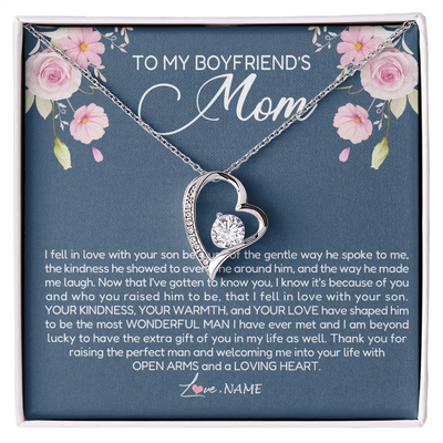 Forever Love Necklace | Personalized To My Boyfriend's Mom Necklace Thank You For Raising The Perfect Man Boyfriend's Mom Mother's Day Pendant Jewelry Customized Gift Box Message Card | siriusteestore